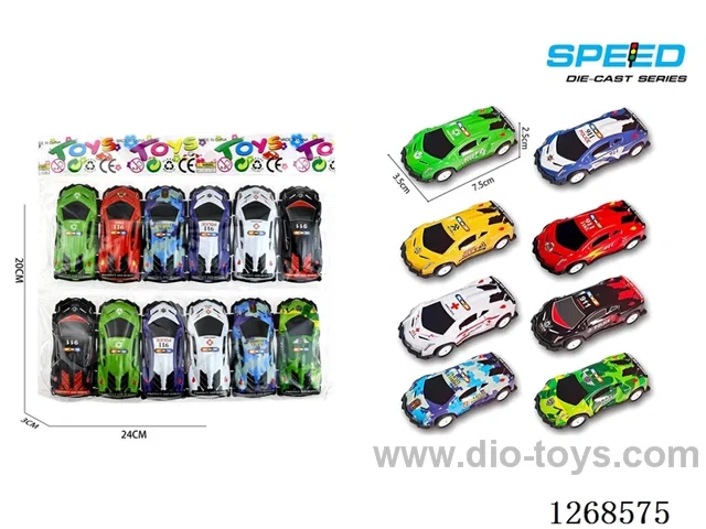 12PCS pull back tin car