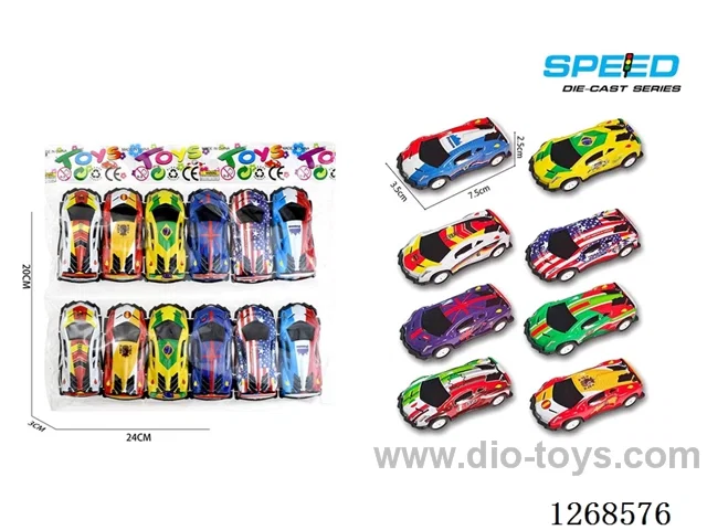 12PCS pull back tin car