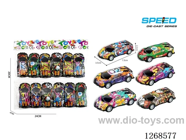 12PCS pull back tin car
