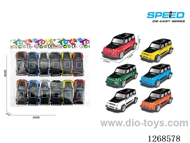 12PCS pull back tin car