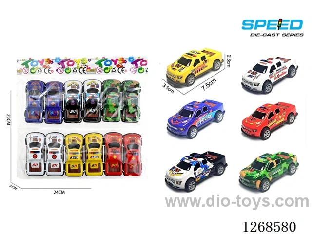 12PCS pull back tin car