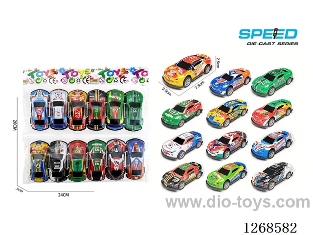 12PCS pull back tin car