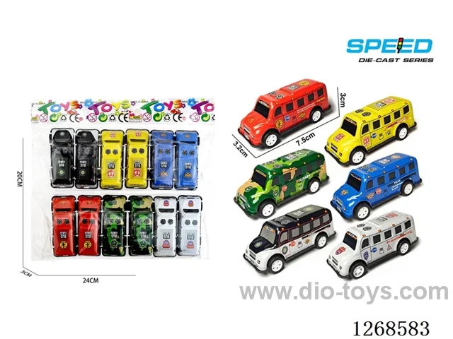 12PCS pull back tin car