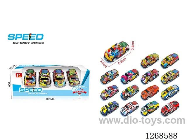 4PCS pull back tin car