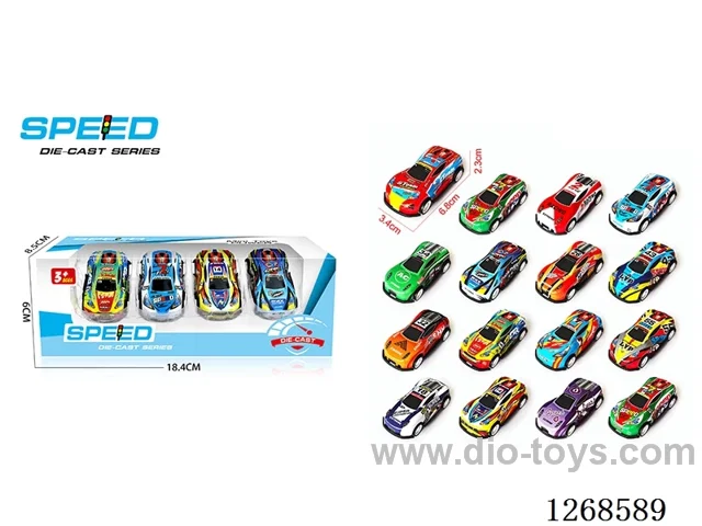 4PCS pull back tin car