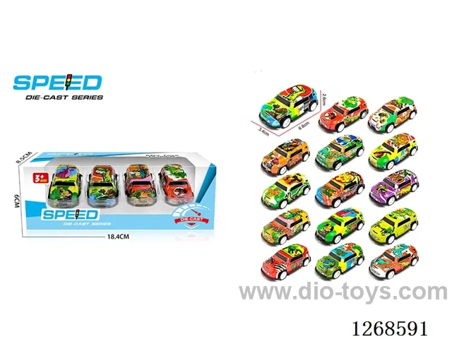 4PCS pull back tin car