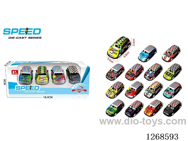 4PCS pull back tin car