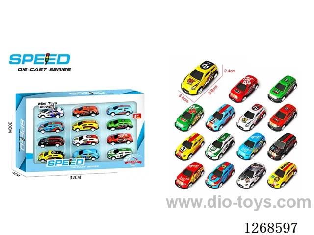 12PCS pull back tin car