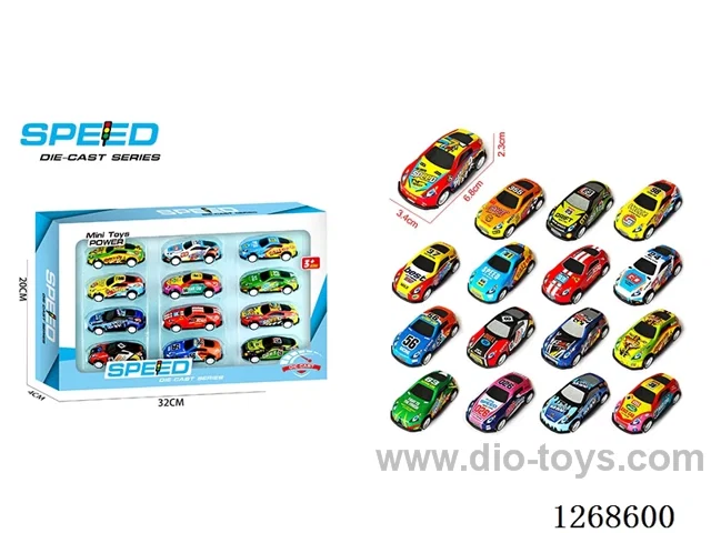 12PCS pull back tin car
