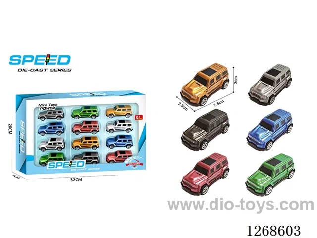 12PCS pull back tin car