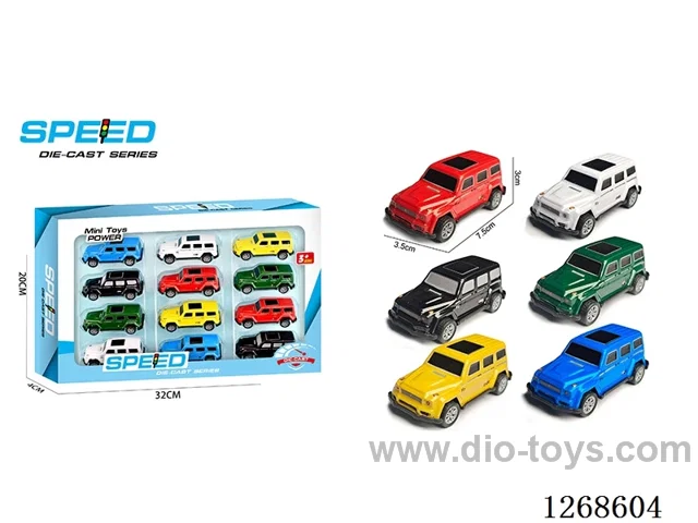 12PCS pull back tin car