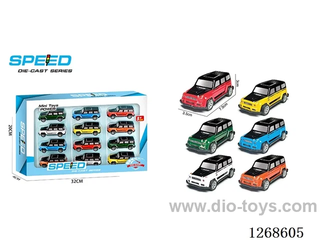 12PCS pull back tin car