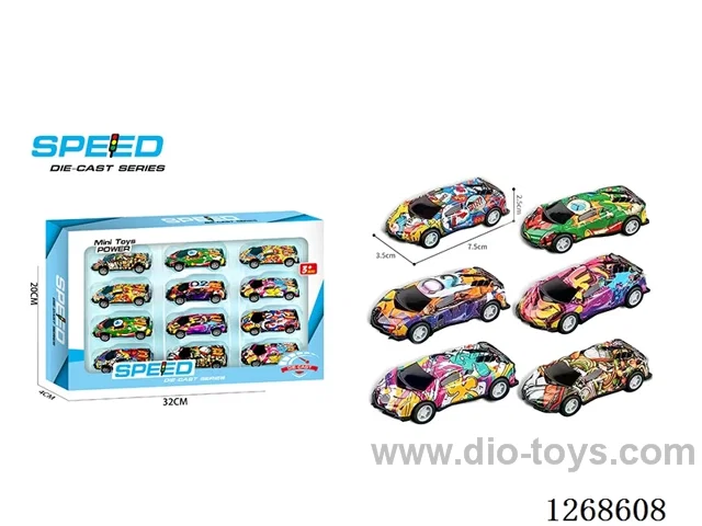 12PCS pull back tin car