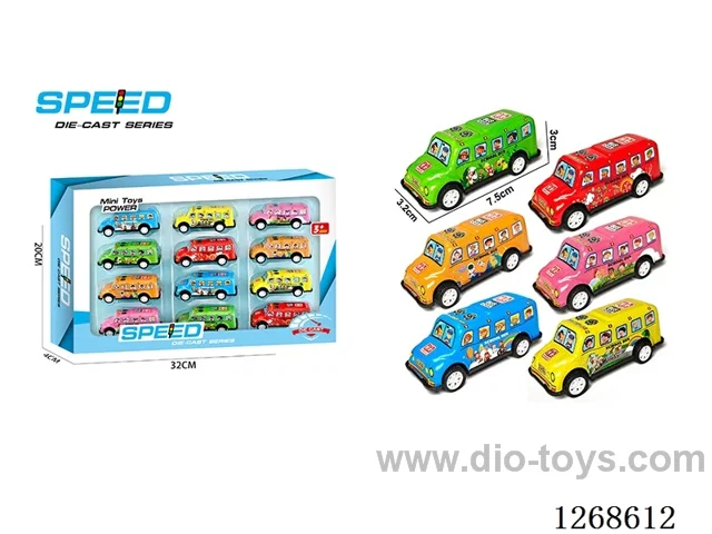 12PCS pull back tin car