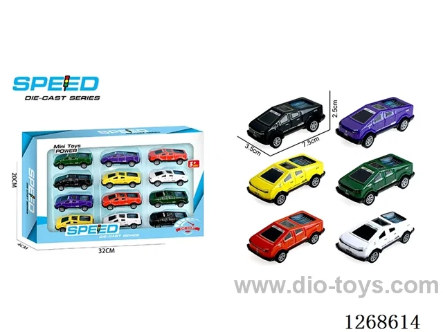 12PCS pull back tin car