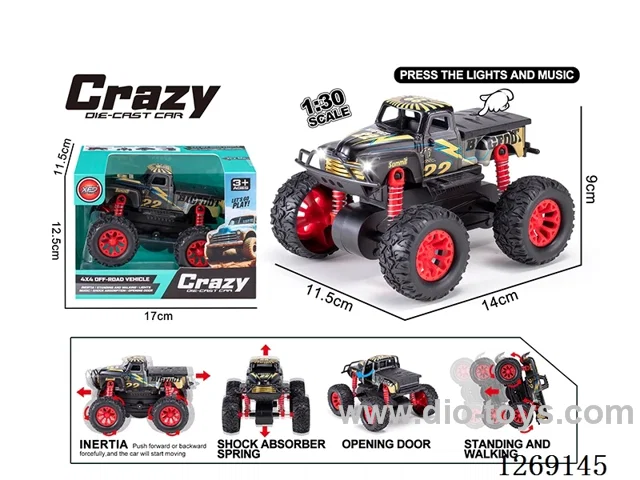 1:30 dual-inertia alloy car W L/M included battery