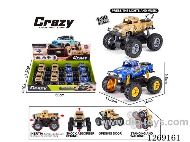1:30 dual-inertia alloy car W L/M included battery 8PCS