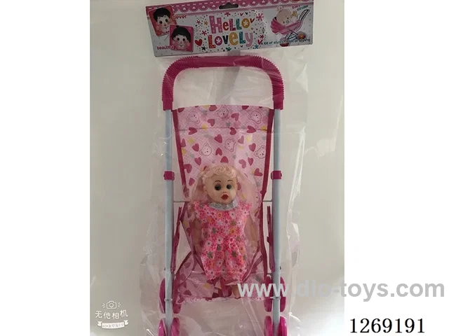 Iron handcart with 12-inch empty doll