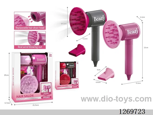Hair Dryer Set (Features: Electric; Black/Purple-Pink color mix; 2 AA batteries not included)