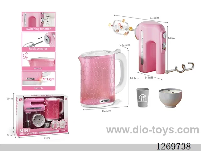 Large Kettle and Blender Set (Kettle features: lights and sound effects; requires 2 AAA batteries, not included / Blender features: electric mixing; requires 2 AA batteries, not included)