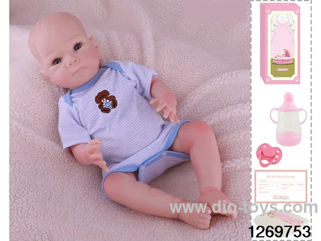 48CM Doll（Soft Rubber High-Fidelity(Hand-painted Hair, High-Quality Painting) Bottle, Magnetic Sippy Cup, Diapers, Birth card