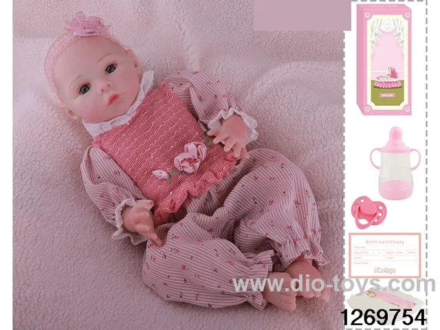 48CM Doll（Soft Rubber High-Fidelity(Hand-painted Hair, High-Quality Painting) Bottle, Magnetic Sippy Cup, Diapers, Birth card