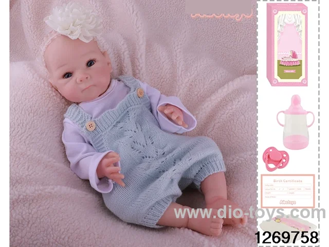 48CM Doll（Soft Rubber High-Fidelity(Hand-painted Hair, High-Quality Painting) Bottle, Magnetic Sippy Cup, Diapers, Birth card