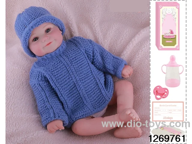 48CM Doll（Soft Rubber High-Fidelity(Hand-painted Hair, High-Quality Painting) Bottle, Magnetic Sippy Cup, Diapers, Birth card