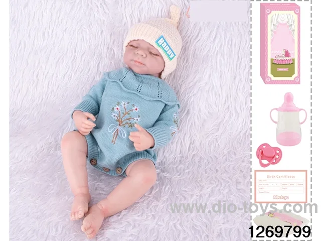 48CM Doll（Soft Rubber High-Fidelity(Hand-painted Hair, High-Quality Painting) Bottle, Magnetic Sippy Cup, Diapers, Birth card