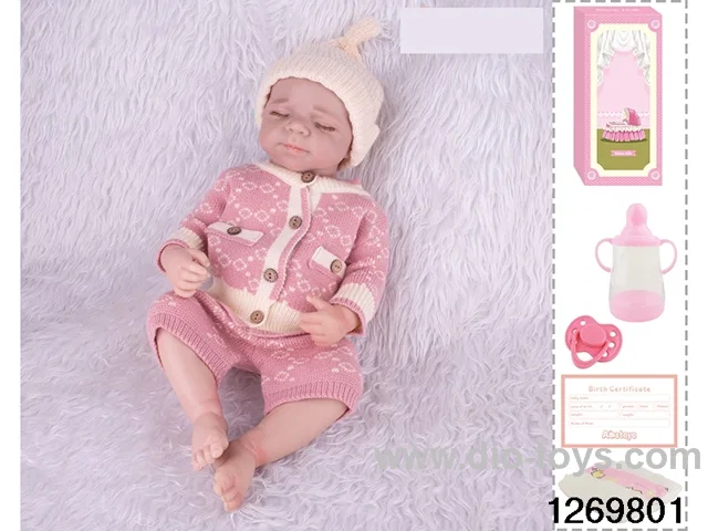 48CM Doll（Soft Rubber High-Fidelity(Hand-painted Hair, High-Quality Painting) Bottle, Magnetic Sippy Cup, Diapers, Birth card