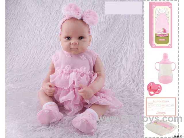 48CM Doll（Soft Rubber High-Fidelity(Hand-painted Hair, High-Quality Painting) Bottle, Magnetic Sippy Cup, Diapers, Birth card