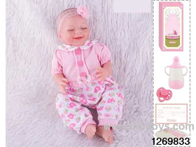 48CM Doll（Soft Rubber High-Fidelity(Hand-painted Hair, High-Quality Painting) Bottle, Magnetic Sippy Cup, Diapers, Birth card