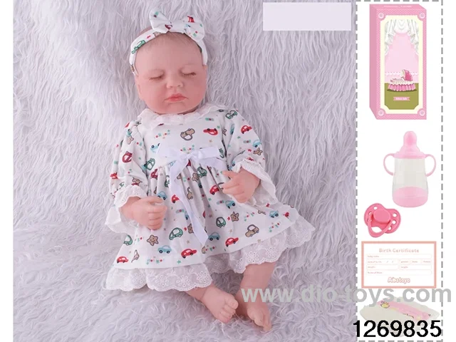 48CM Doll（Soft Rubber High-Fidelity(Hand-painted Hair, High-Quality Painting) Bottle, Magnetic Sippy Cup, Diapers, Birth card
