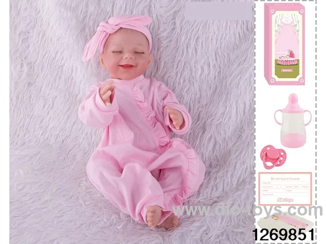48CM Doll（Soft Rubber High-Fidelity(Hand-painted Hair, High-Quality Painting) Bottle, Magnetic Sippy Cup, Diapers, Birth card