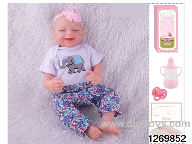 48CM Doll（Soft Rubber High-Fidelity(Hand-painted Hair, High-Quality Painting) Bottle, Magnetic Sippy Cup, Diapers, Birth card