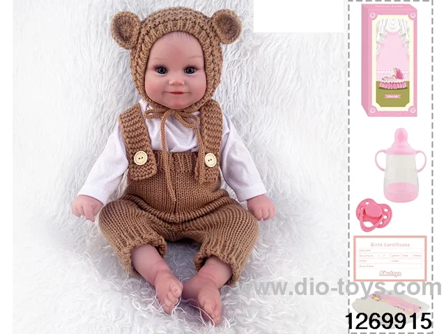 48CM Doll（Soft Rubber High-Fidelity(Hand-painted Hair, High-Quality Painting) Bottle, Magnetic Sippy Cup, Diapers, Birth card
