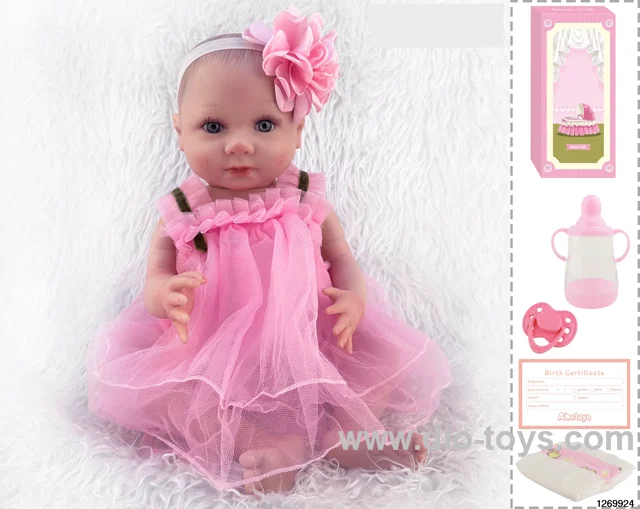 48CM Doll（Soft Rubber High-Fidelity(Hand-painted Hair, High-Quality Painting) Bottle, Magnetic Sippy Cup, Diapers, Birth card