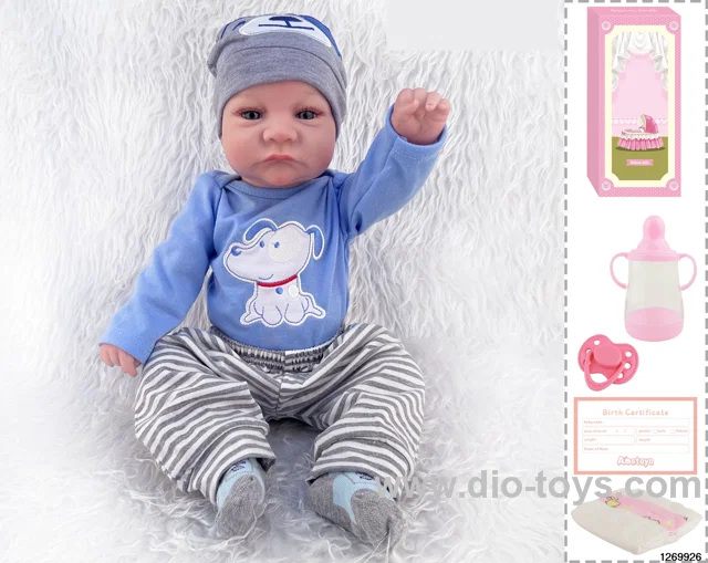 48CM Doll（Soft Rubber High-Fidelity(Hand-painted Hair, High-Quality Painting) Bottle, Magnetic Sippy Cup, Diapers, Birth card
