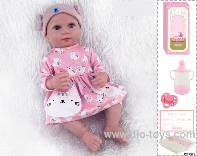 48CM Doll（Soft Rubber High-Fidelity(Hand-painted Hair, High-Quality Painting) Bottle, Magnetic Sippy Cup, Diapers, Birth card