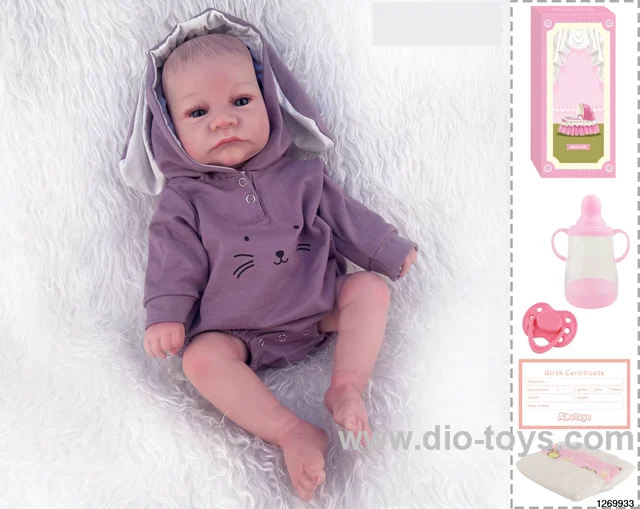 48CM Doll（Soft Rubber High-Fidelity(Hand-painted Hair, High-Quality Painting) Bottle, Magnetic Sippy Cup, Diapers, Birth card
