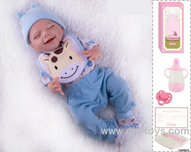 48CM Doll（Soft Rubber High-Fidelity(Hand-painted Hair, High-Quality Painting) Bottle, Magnetic Sippy Cup, Diapers, Birth card
