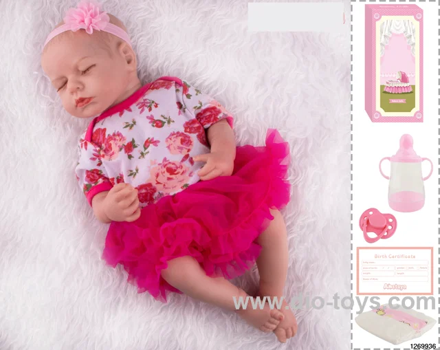 48CM Doll（Soft Rubber High-Fidelity(Hand-painted Hair, High-Quality Painting) Bottle, Magnetic Sippy Cup, Diapers, Birth card