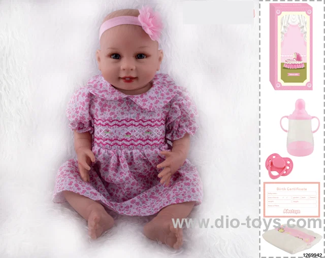 48CM Doll（Soft Rubber High-Fidelity(Hand-painted Hair, High-Quality Painting) Bottle, Magnetic Sippy Cup, Diapers, Birth card