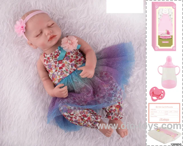 48CM Doll（Soft Rubber High-Fidelity(Hand-painted Hair, High-Quality Painting) Bottle, Magnetic Sippy Cup, Diapers, Birth card