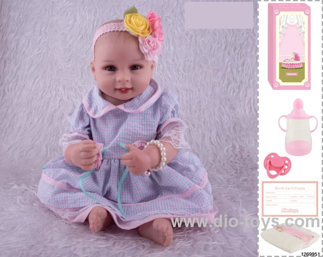 48CM Doll（Soft Rubber High-Fidelity(Hand-painted Hair, High-Quality Painting) Bottle, Magnetic Sippy Cup, Diapers, Birth card