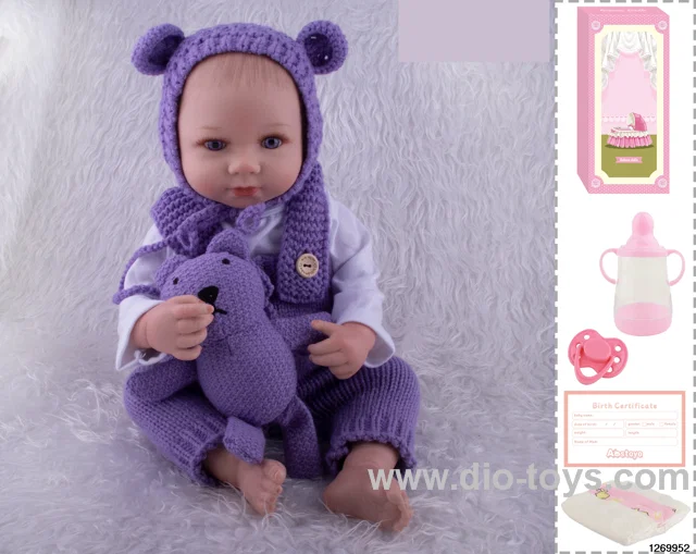 48CM Doll（Soft Rubber High-Fidelity(Hand-painted Hair, High-Quality Painting) Bottle, Magnetic Sippy Cup, Diapers, Birth card
