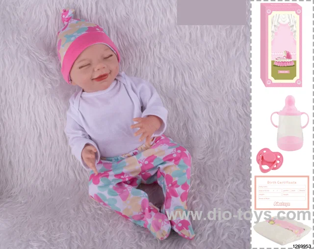48CM Doll（Soft Rubber High-Fidelity(Hand-painted Hair, High-Quality Painting) Bottle, Magnetic Sippy Cup, Diapers, Birth card