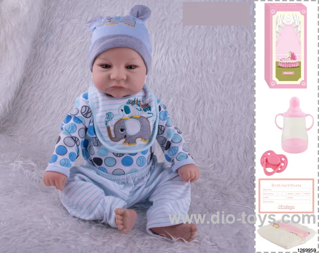 48CM Doll（Soft Rubber High-Fidelity(Hand-painted Hair, High-Quality Painting) Bottle, Magnetic Sippy Cup, Diapers, Birth card