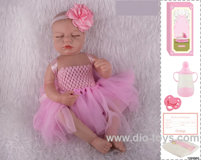 48CM Doll（Soft Rubber High-Fidelity(Hand-painted Hair, High-Quality Painting) Bottle, Magnetic Sippy Cup, Diapers, Birth card