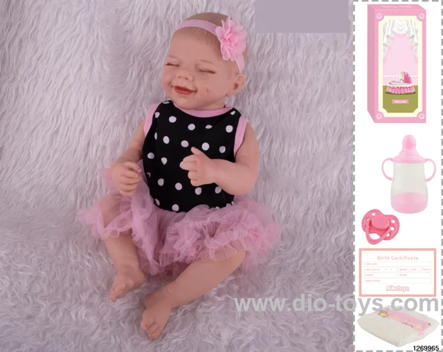 48CM Doll（Soft Rubber High-Fidelity(Hand-painted Hair, High-Quality Painting) Bottle, Magnetic Sippy Cup, Diapers, Birth card